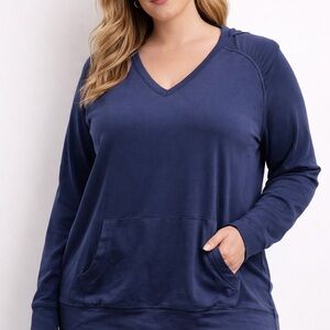 LIVI Lane Bryant Blue V-Neck Long Sleeve Hoodie•Size 18/20